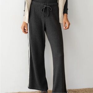 DONNI. Thermal stripe cropped pant in Charcoal Gray. Size small.